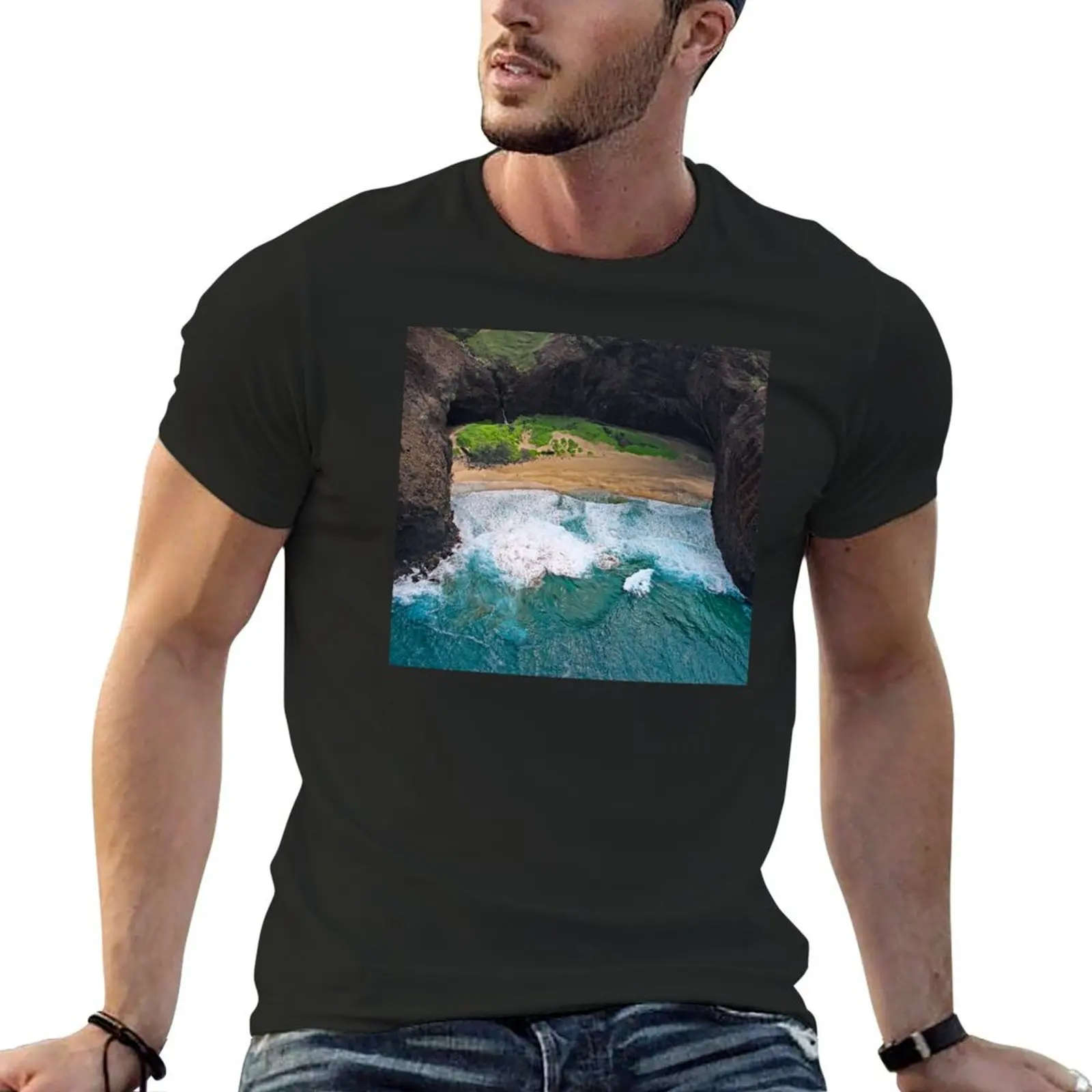 Hawaii Island's Most Romantic Beach: Art Photo T-Shirt plain plus sizes outfits for men