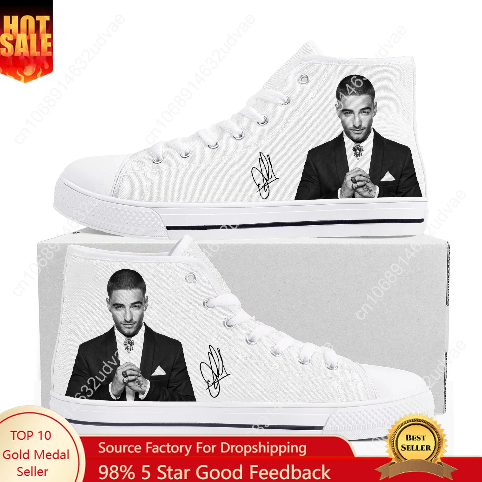 

Maluma High Top Sneakers Mens Womens Teenager High Quality Canvas Sneaker 3D Print Casual Couple Shoes Personalized Shoe