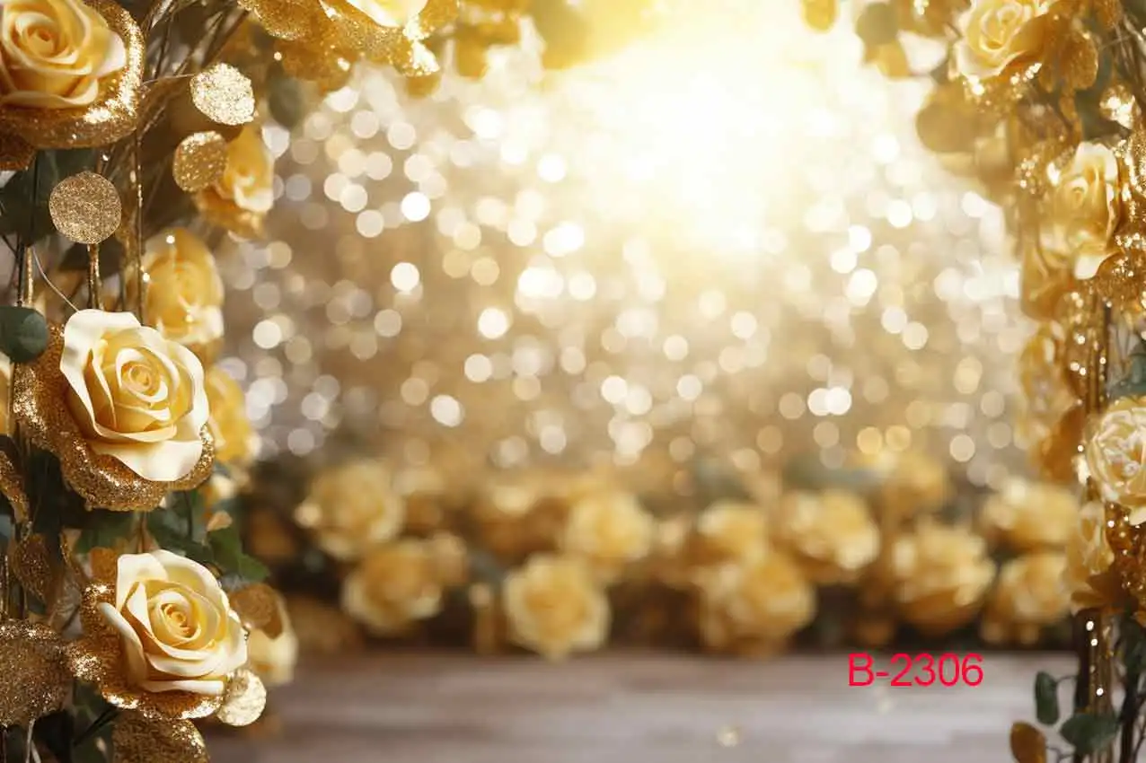 Sunshine Flower Golden Sun Shiny Bokeh Backdrops Photographic Garden Birthday Wedding Party Decoration Backgrounds Photocall