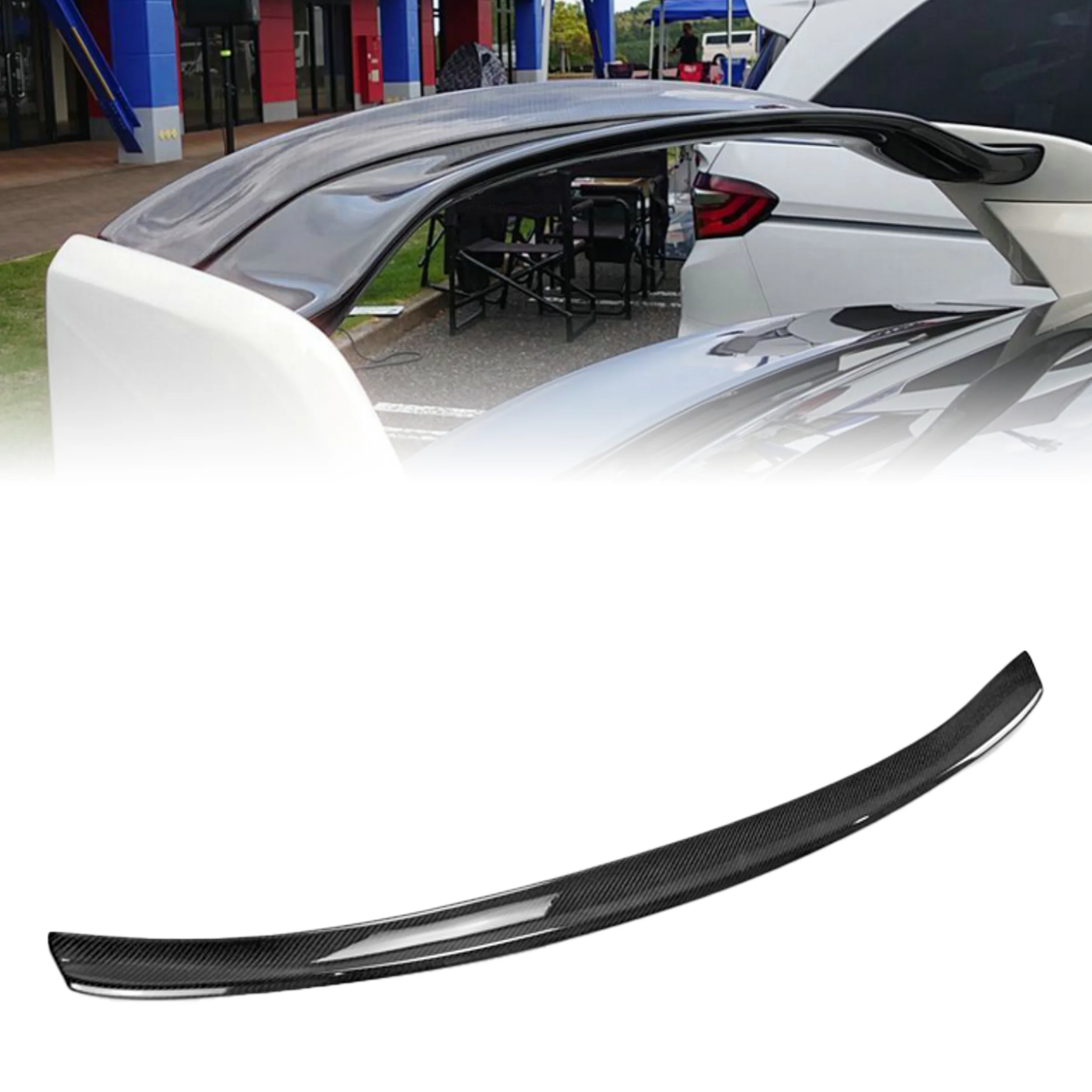 

Applicable toUSA Warehouse VVT Style Carbon Fiber Rear Spoiler Add on Gurney Flap for Honda 17 on Civic Type R FK8