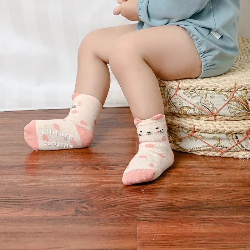 Cartoon Animal Warm Silicone Anti Slip Cotton Kids Home Socks First Walking Toddler Indoor Floor Shoes for Boys Girls