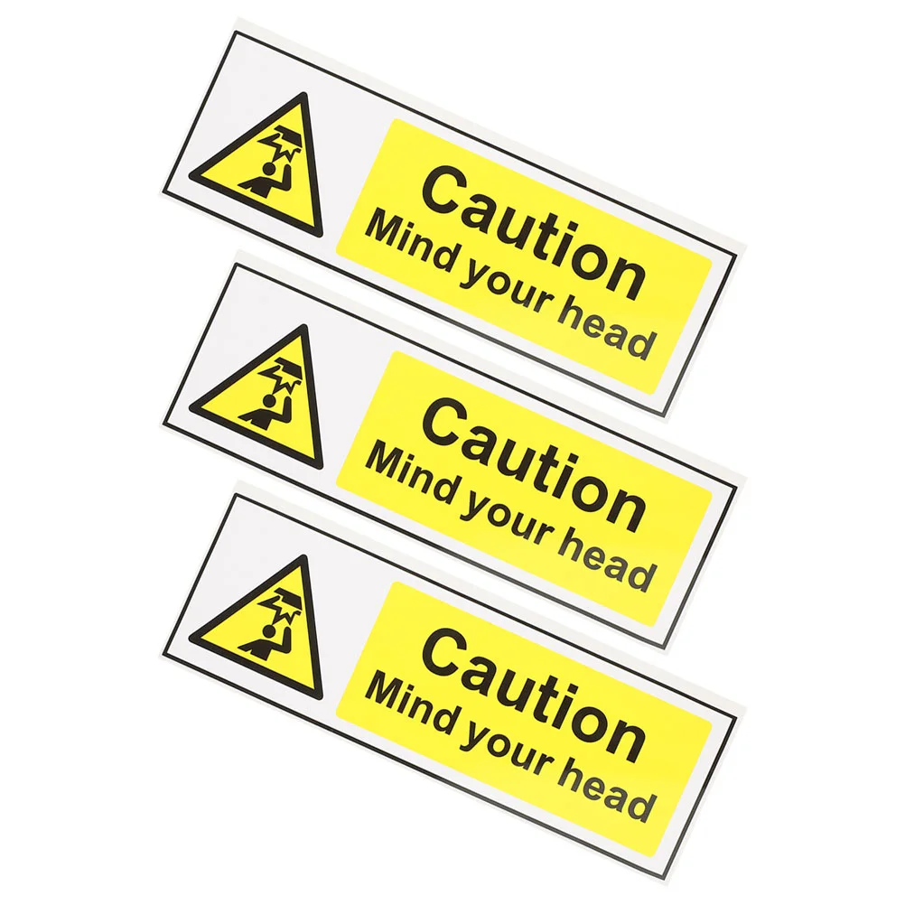 3 Pcs Decor Sticker Watch Your Head Caution Warning Low Overhead Clearance Labels Ceiling Stickers Decal Signs The