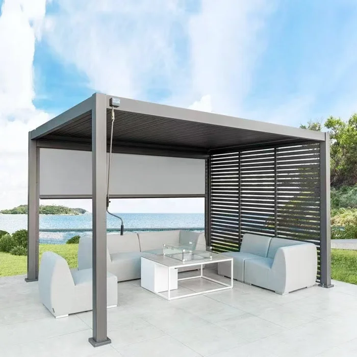 Electric Aluminum Outdoor Waterproof Louvered Pergola & Gazebo With Smart Remote Control