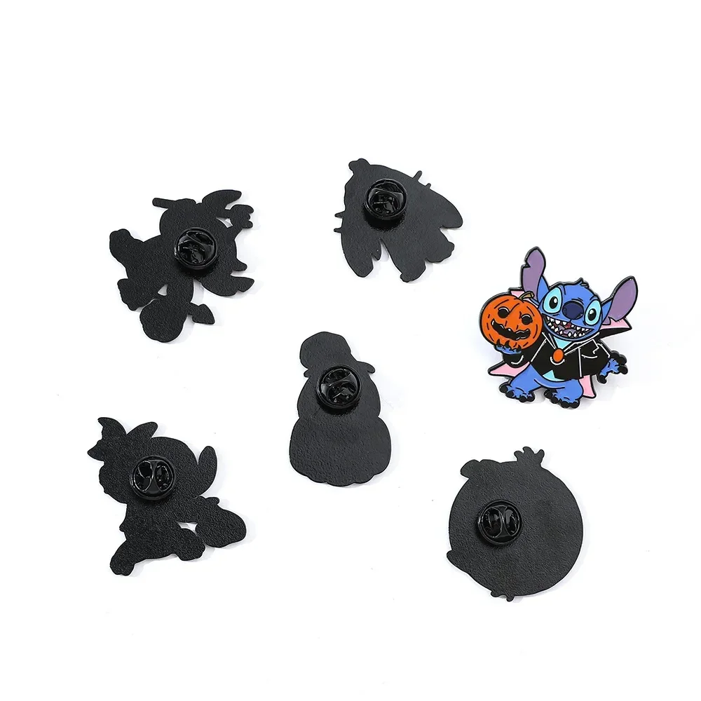 Disney Stitch pin Enamel lucu karakter Punk bros logam ransel lencana Halloween kartun lucu aksesori untuk hadiah anak-anak