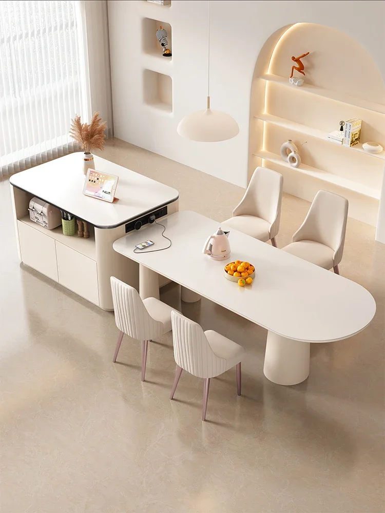 Semicircle High-End Kitchen Island Dining Table Integrated Stone Plate Kitchen Household Inverted Table