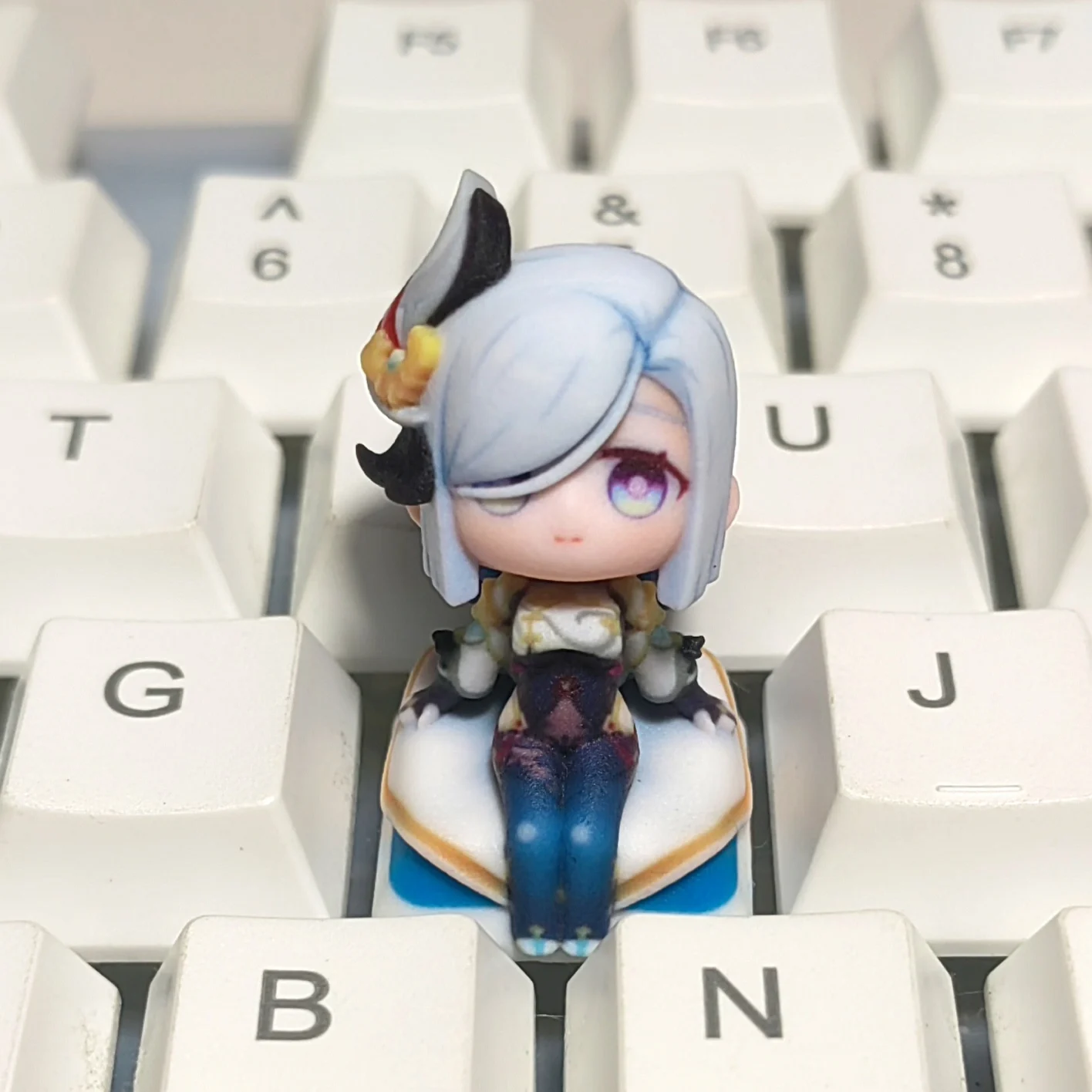 Genshin Impact Shenhe Cosplay Anime Game Keycaps Resin Material for Mechanical Keyboard Accessories Key Caps Birthday Gift