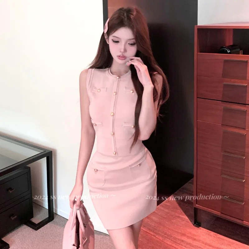 High Quality Korean Sweet Fashion Knitted 2 Piece Sets For Women Elegant Sweater Top + Skirt Suits Lady Casual Two Piece Outfits