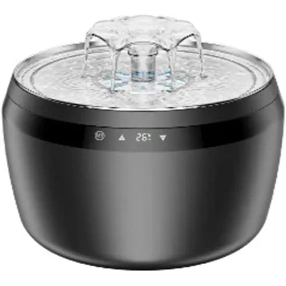 

2L Smart Stainless Steel Heated Cat Water Fountain with Touch Control Temperature Regulation, Pet Supplies (Black)