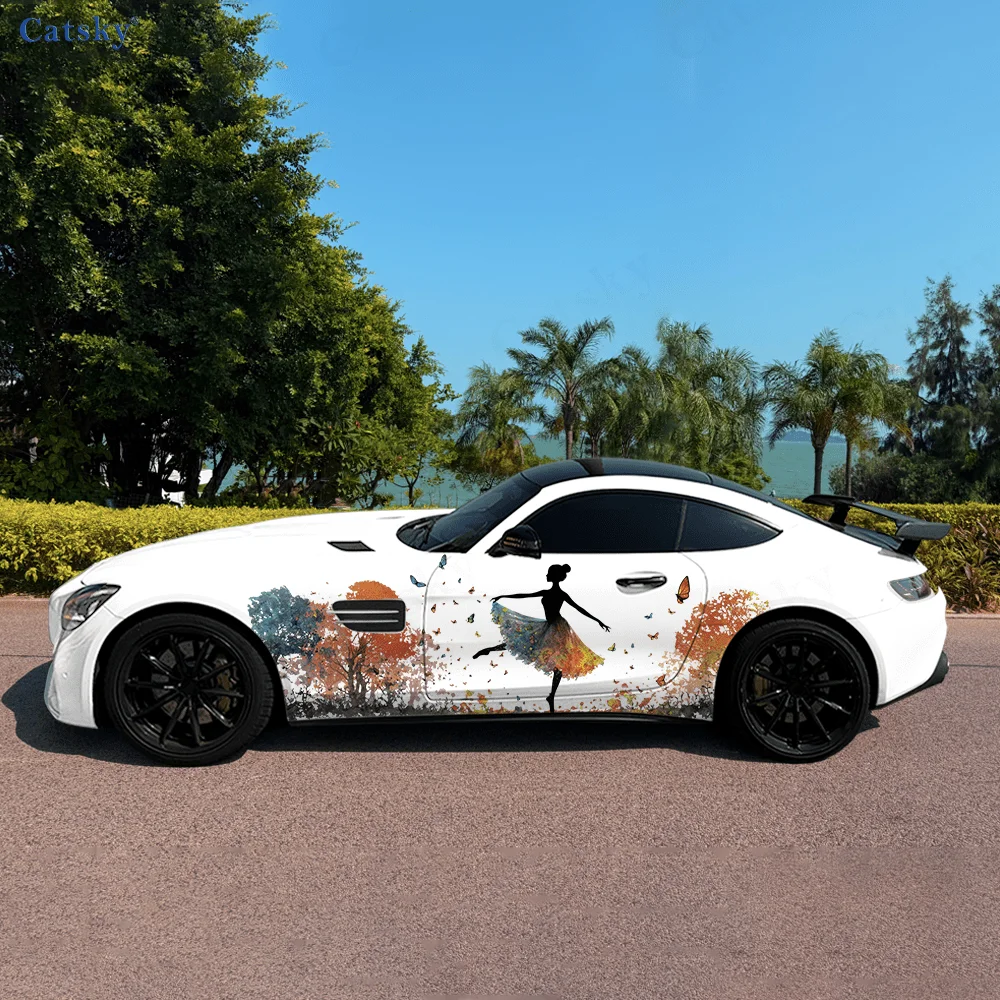 

Танцор, осенний лес, автомобильные виниловые наклейки, самоклеящаяся наклейка из ПВХ, подходит для грузовиков, внедорожников, украшения, автоаксессуары, подарок