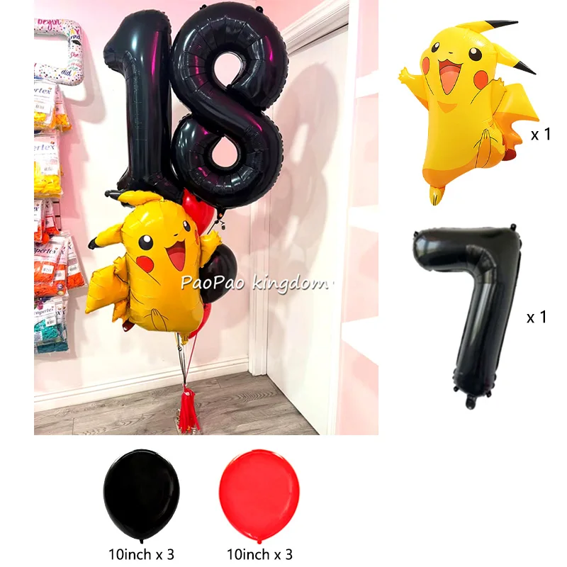 Niedliche Pikachu-Ballons Cartoon-Folienballons Geburtstagsparty-Deko-Set Kinder-Babyparty Feier-Party-Zubehör – Detail 16