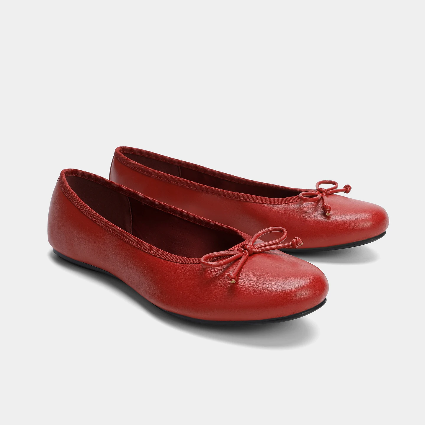 

Womens loafers, round toe flat bottomed retro ballet shoes, red sweet bow shallow mouth single shoes large size