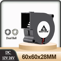 Gdstime 1PCS 3inch 6CM 60x60x28MM Brushless Exhaust Cooling Cooler Blower Fan DC 12V 24V 2Wire 2Pin Centrifugal fan High Quality