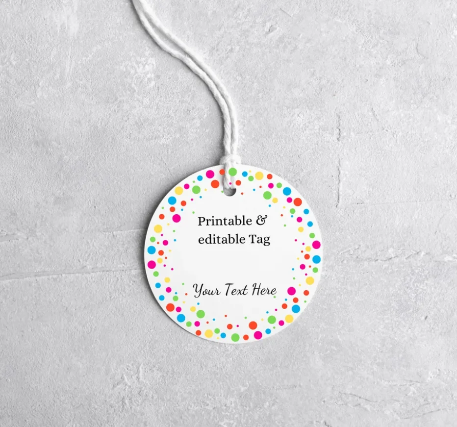 50pcs Printable Gift Tag, Confetti Tag Template / Editable Favor Tag, Birthday Tag, Graduation Tag, Baby Sprinkle Tag / Editable