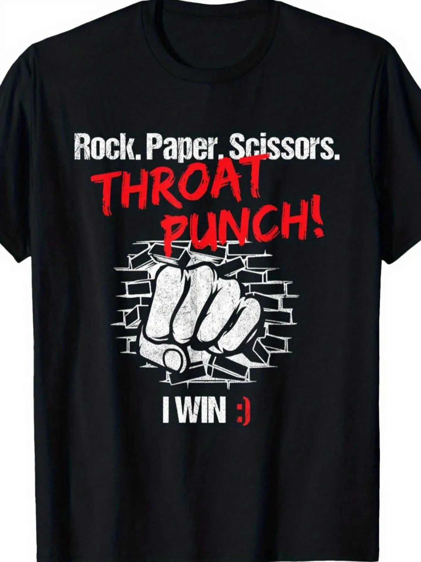 Stone Scissors Paper Throat Boxing I Won Gift T-shirt Men's Casual T-shirt, Suitable for Outdoor Enthusiasts