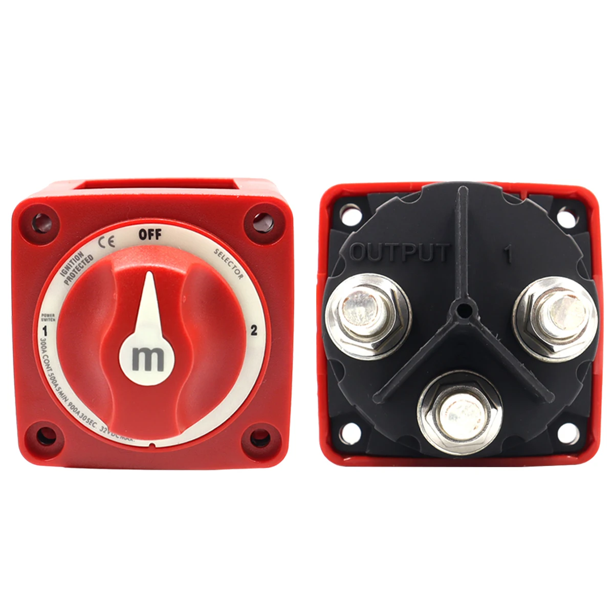 300A 12-48V 6008 Blue Ocean M Series Battery Switch 3 Positions - Red (: OFF: BAT. 1: BAT. 2)