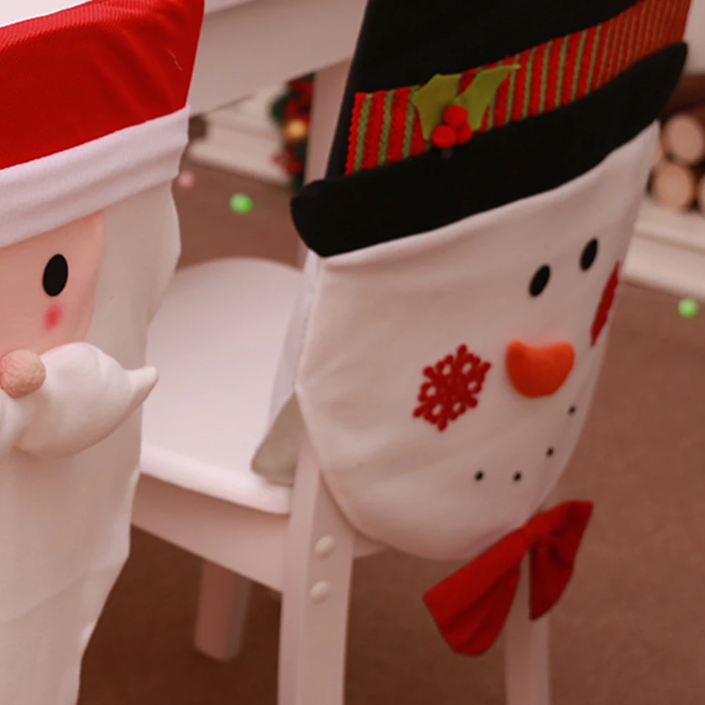 

Snowman Chair Cover Indoor Christmas Decor Dining Room Covers before Back Protector Case