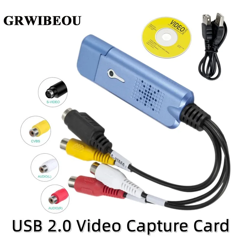 VHS VCR to Digital Converter USB 2.0 Video Capture Card for Camcorder DVD TV Win 7/8/10 USB Audio Video Capture Card Adapter