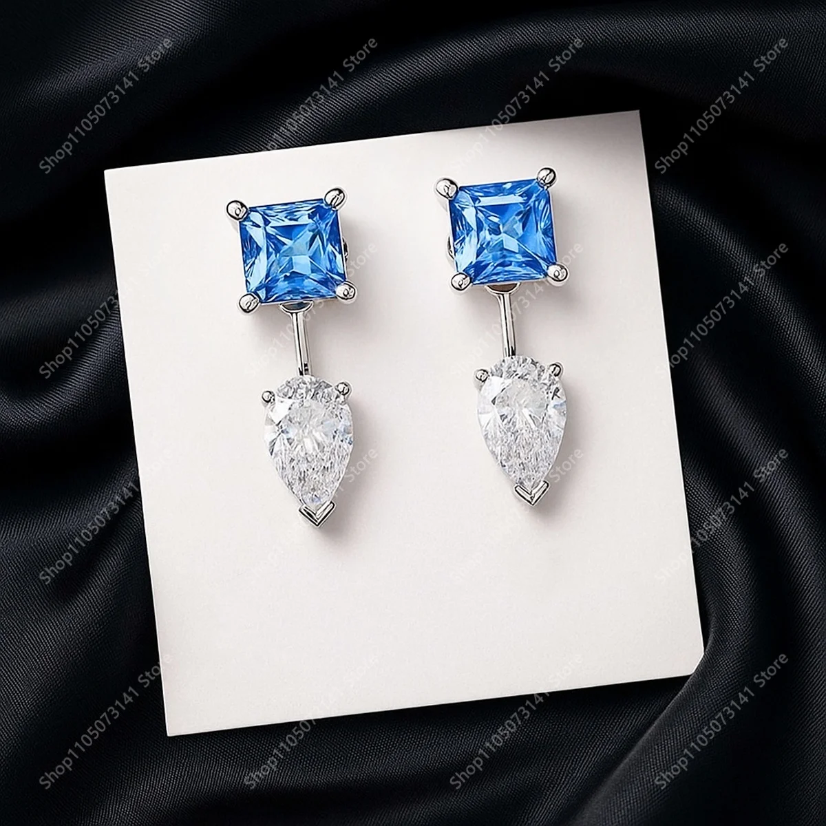 

Exquisite and elegant blue crystal earrings pendant for parties, versatile jewelry for the workplace - birthday gift