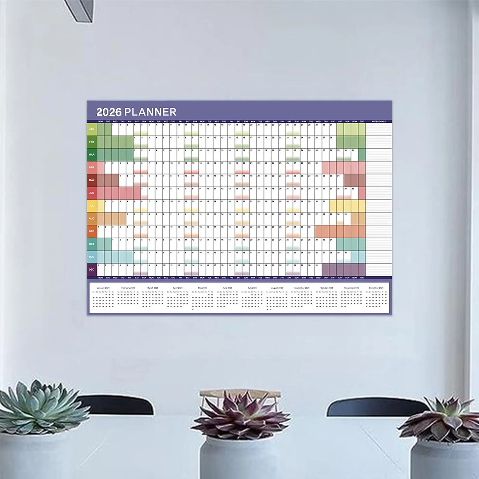 2026 Monthly Wall Planning Calendar 4Pcs Reusable New Year Scheduling Organizer For Work Family Kids Dorm Desk Classroom