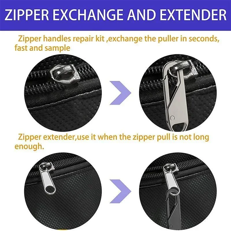 Universal Zipper Puller Detachable Zipper Head Instant Zipper Repair Kits For Zipper Slider DIY Sewing Craft Zippers