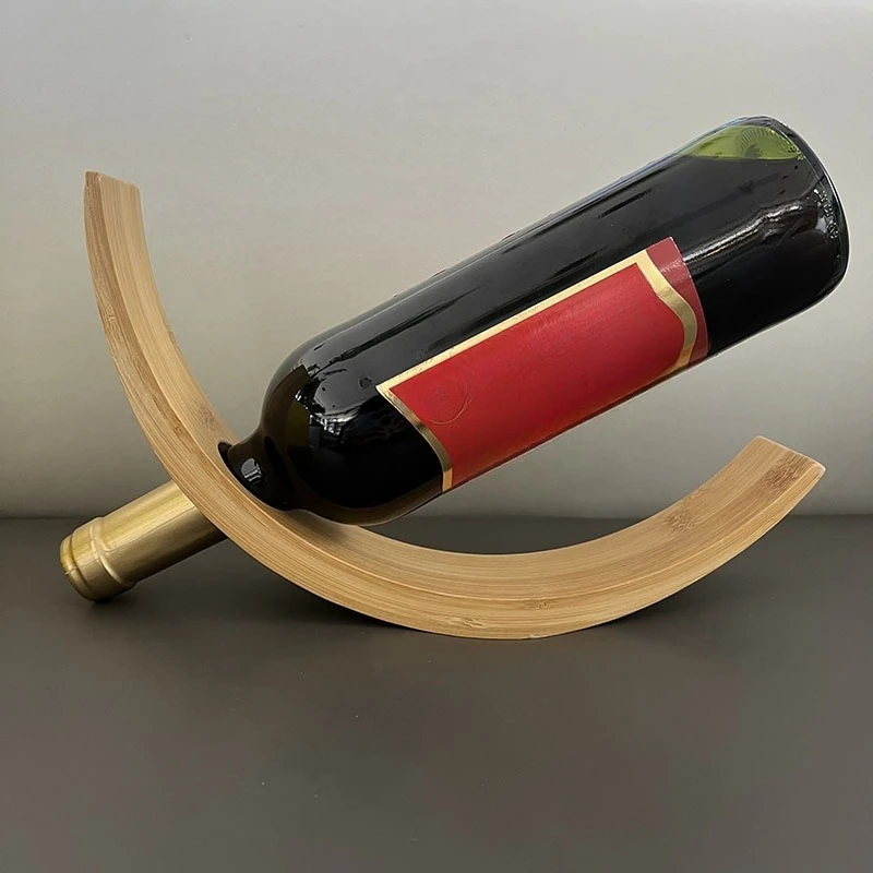 Bambus Produkt Balance Rotwein Rack Einzelne Wein Flasche Ständer Dekor Kreative Wein Flasche Rack Display Stand Dekoration