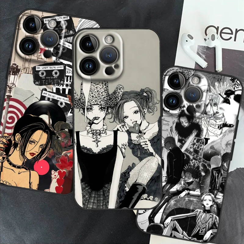 Oosaki Nana Anime Cover For Apple iPhone 15 14 13 12 11 XS XR X 8 7 Pro Max Plus Mini Black Tpu Phone Case