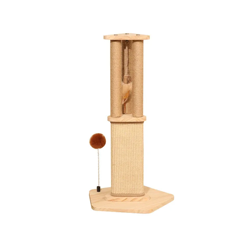 Rascador vertical de sisal para gatos con árbol y juguete varita - imagen 2