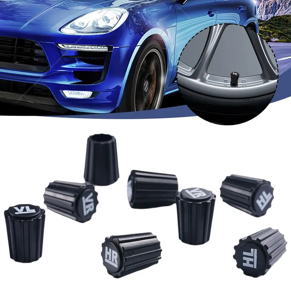 

8Pcs Tire Valve Stem Caps Dustproof Wheel Air Valve Covers With VR VL HR HL Printing ABS Plastic Valve Caps car accessories