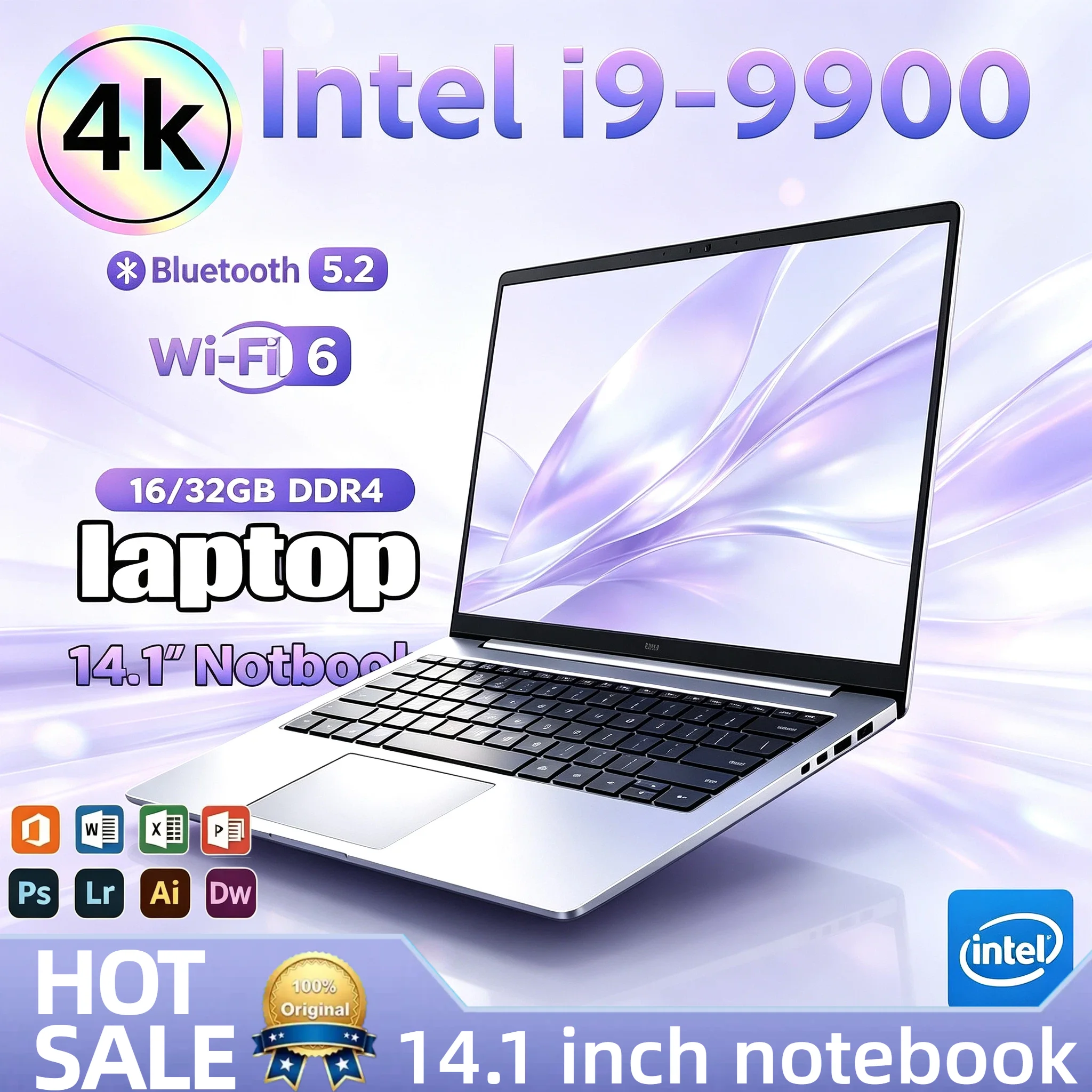 2026 NEW Pro Gaming Laptop 14.1 Inch Intel i9 9900 5GHz 32GB RAM 2TB SSD Ultra Slim Notebook 1920x1080 Office PC Elite