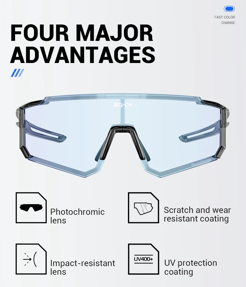 SCVCN Heißer Photochrome Radfahren Gläser Outdoor UV400 Schutz MTB Fahrrad Männer Frauen Sport Sonnenbrille Fahrrad Winddicht Brille – Detail 3