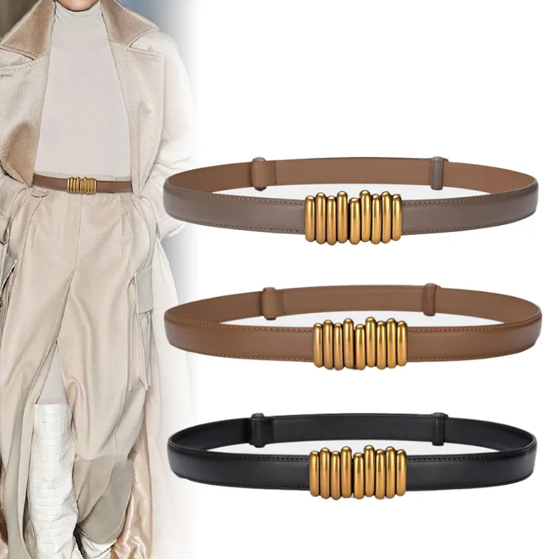 

Korean style belt for women, fashionable and adjustable cowhide genuine leather belt, outer decoration, matching skirt belt