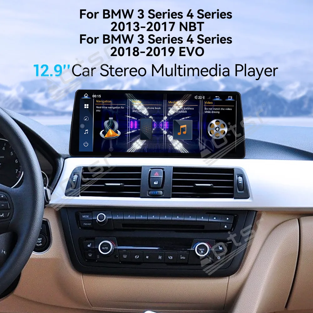Super Dual Bluetooth Car Radio for BMW 3/4 Series NBT EVO Qualcomm 12.9-inch Android 13 GPS Navigation 4G WiFi Multimed