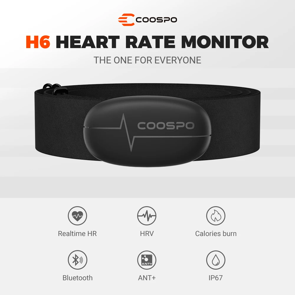 

COOSPO H6 Heart Rate Monitor Chest Strap Bluetooth 4.0 ANT+ HRM Sensor Waterproof For Garmin Wahoo Bike Computer