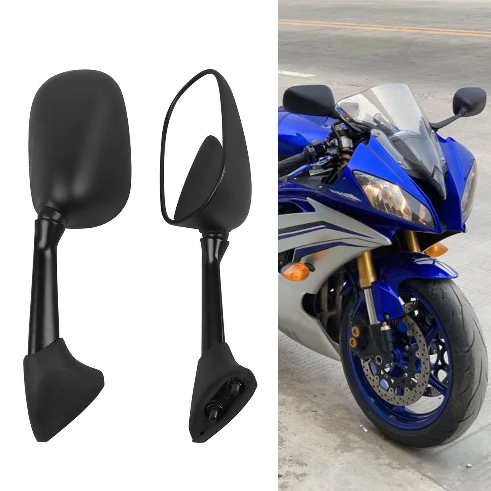 For YAMAHA YZFR1 YZF-R1 YZF R1 1998-2008 YZF R6 YZFR6 YZF-R6 1999-2008 Motorcycle Mirror Rear View Rearview Side Mirrors