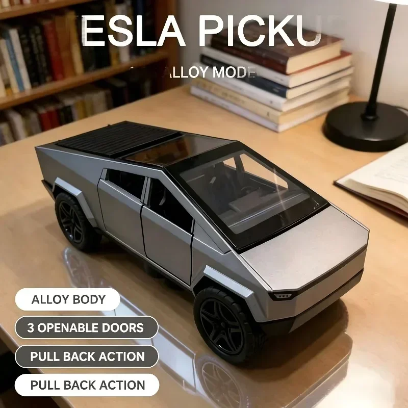`1:36 Pickup Truck Diecast Alloy Model, Pull Back Action Toy with 3 Openable Doors, Desktop Keepsake, Gift for Boys