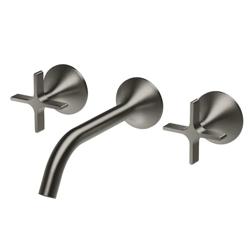 

Concealed basin faucet All copper gun gray bathroom embedded wall faucet