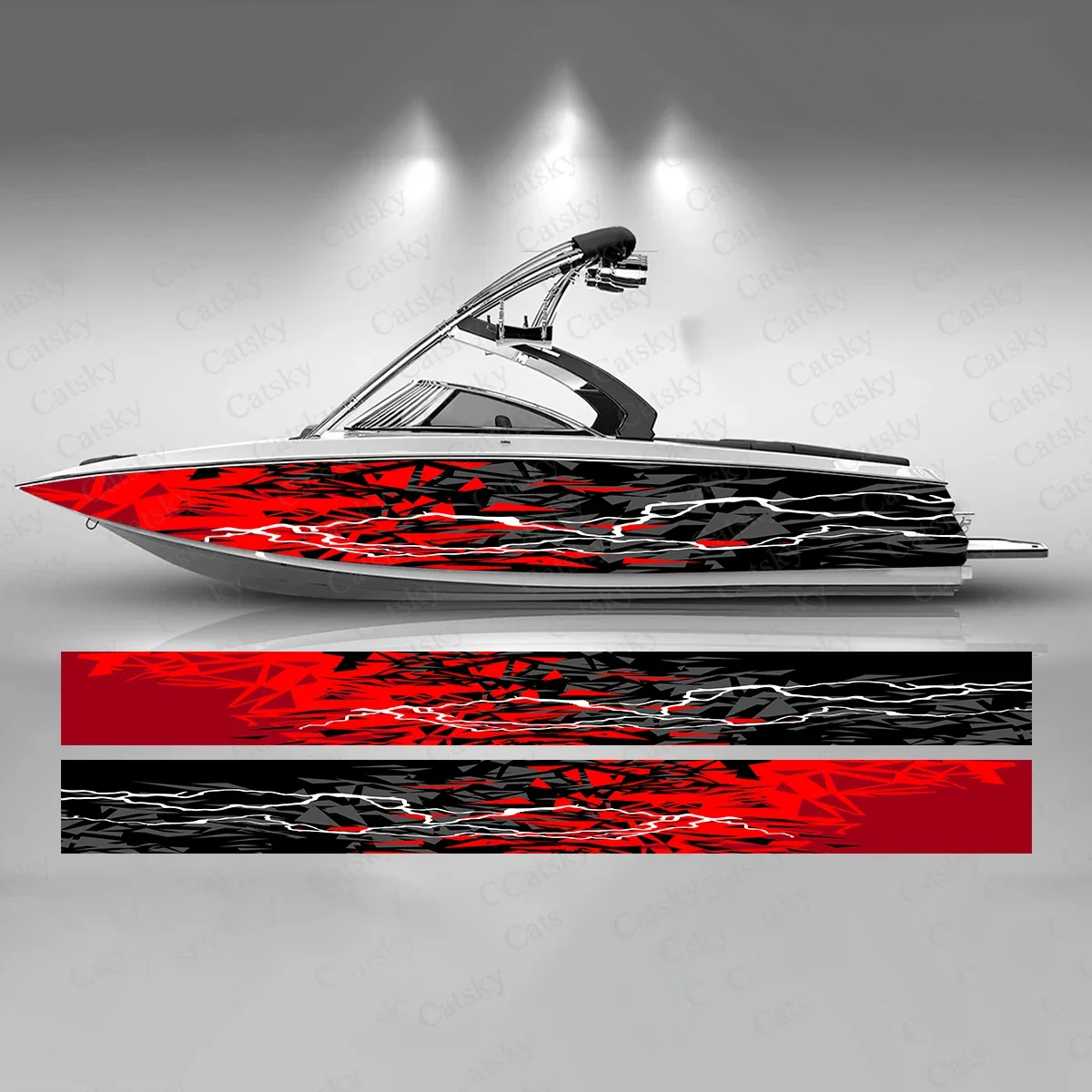 Rainbow Colors Boat Sticker Fashion Custom Fish Boat-Sticker Vinyl Waterproof Boat Wrap Graphic Boat Wrap Decal