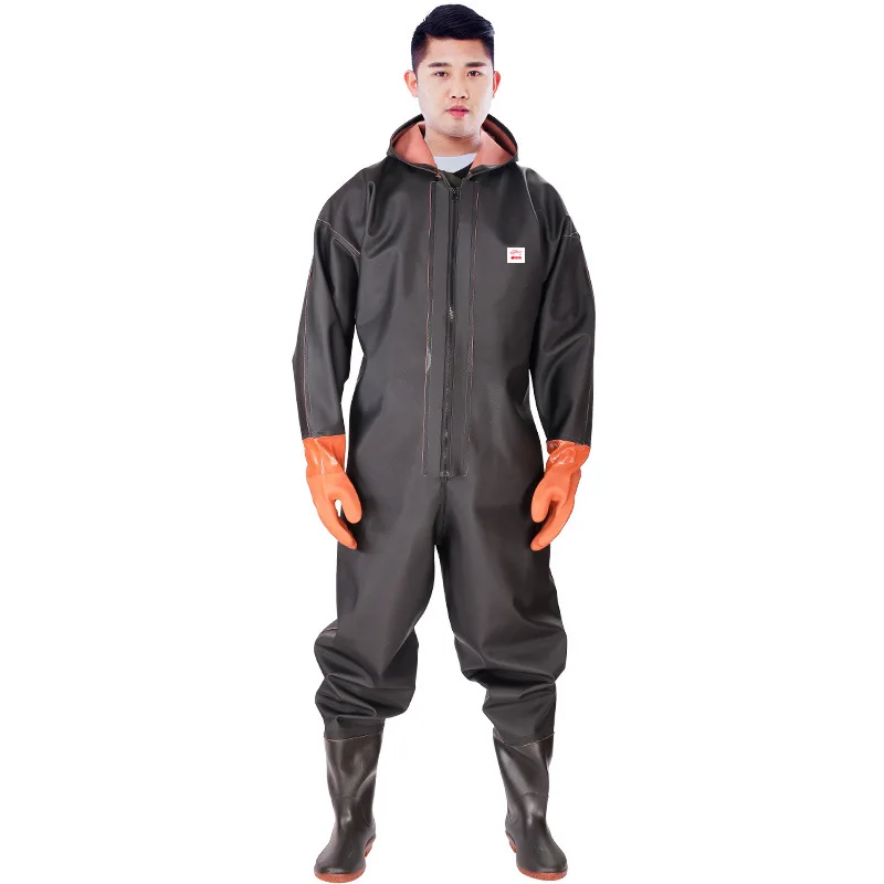 prova impermeavel agua de pesca espessamento manga longa pvc waders calcas nao deslizamento botas mulheres praia acampamento caca wading macacao de pesca a 01