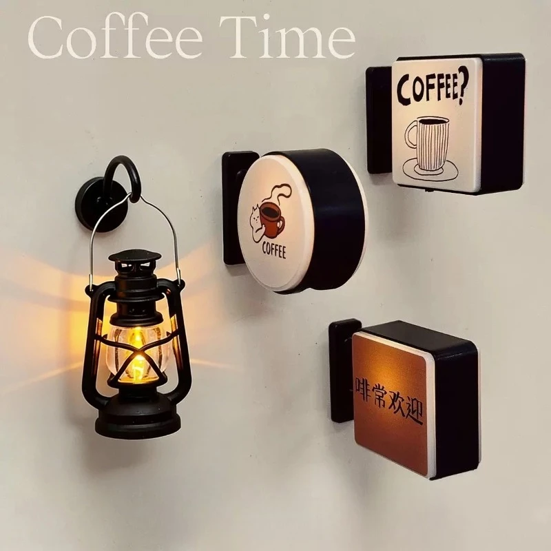 Coffee Corner Glowing Fridge Magnet Creative Atmosphere Light Sign Mini Magnetic Pegboard Decoration Coffee Shop Style Ornament