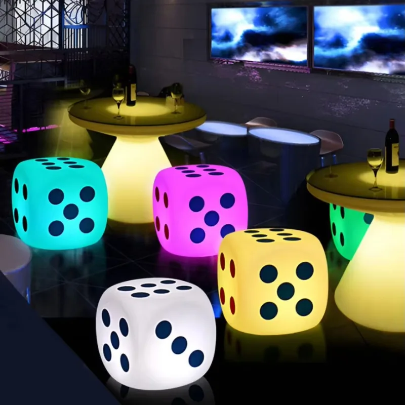 Events Lounge Furniture Portable Dice Cube Light Emitting Diode Chair Decorative Wine Set Waterproof