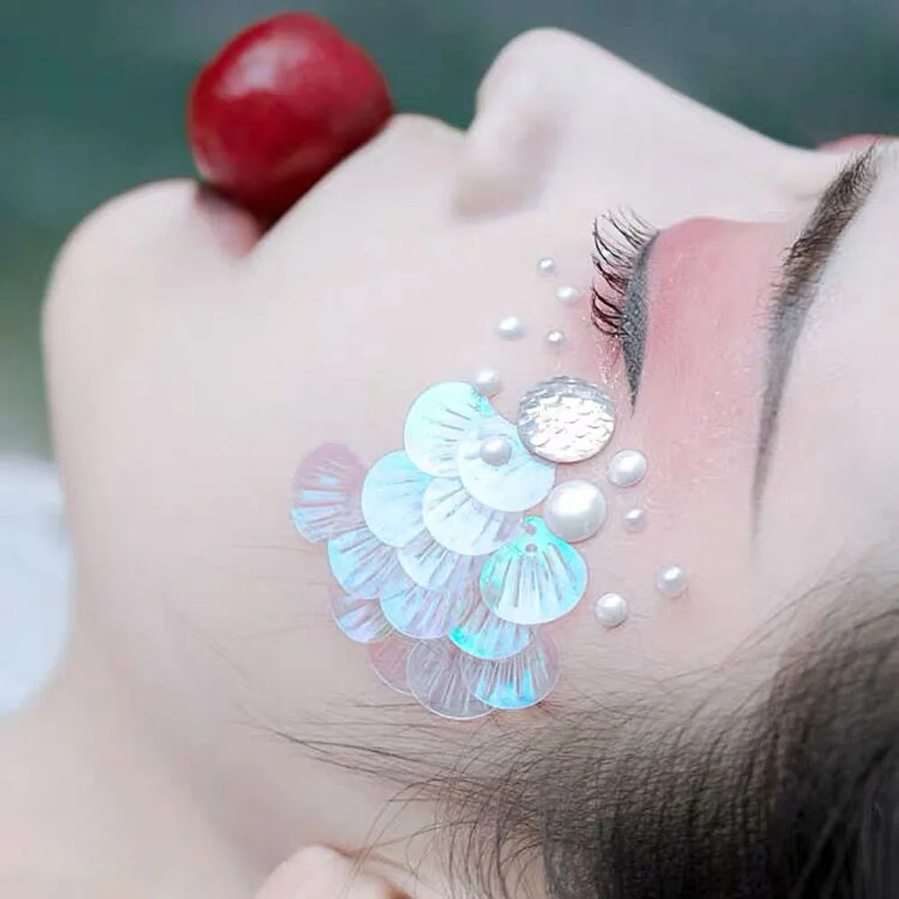

Eye accessories Flash Mermaid Flake Glitter Powder Eye Makeup Sequins Eye corner stickers Face Shinny Gel Pigment Shell sequins