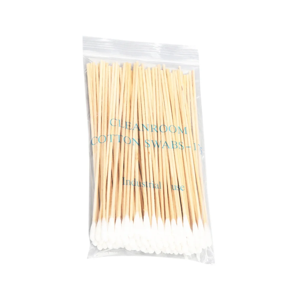 5 confezioni di batuffoli di cotone usa e getta, testa di cotone compresso stretto, manico in legno morbido, applicazione di trucco lungo e sottile, uso per la pulizia dell'orecchio