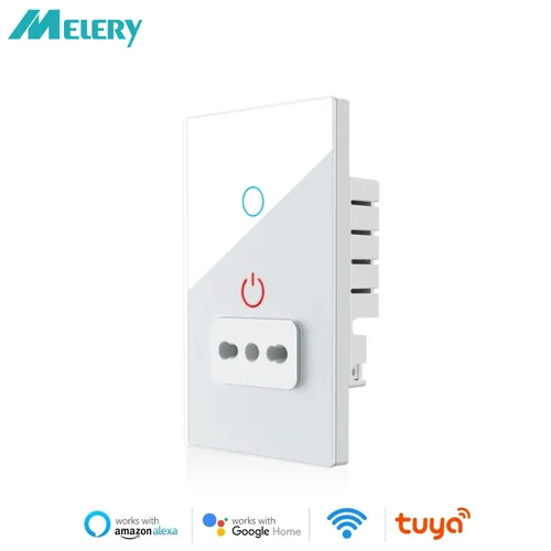 Imagen 1 del producto Melery Tuya Wifi inteligente Italia interruptor de luz UE Chile enchufe de pared Panel de vidrio enchufe remoto inteligente por Alexa Google Home