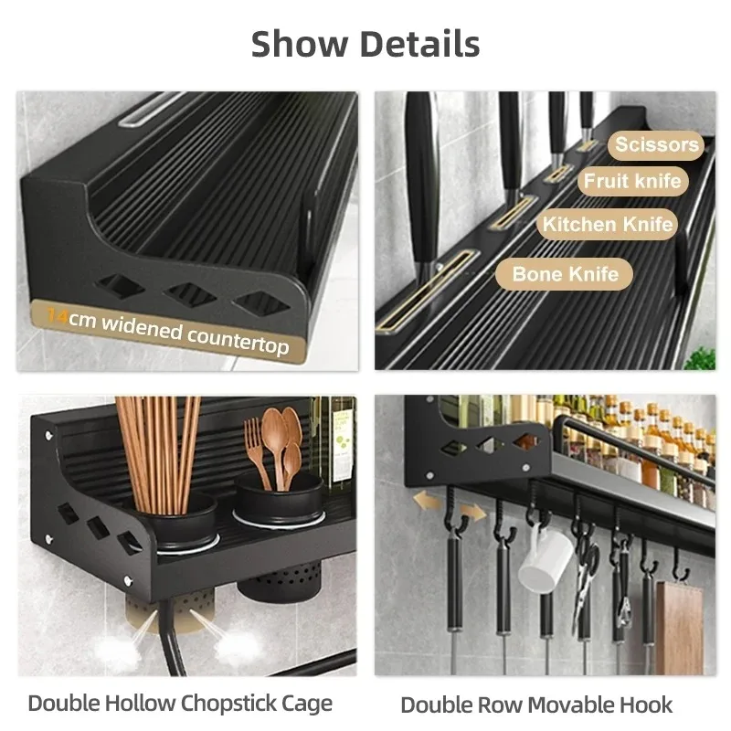 Kitchen Spice Storage Knives Holder Knife Stand Spice Rack Organizer Knives Holder Spoon and Chopsticks Rest Hanging Organizers