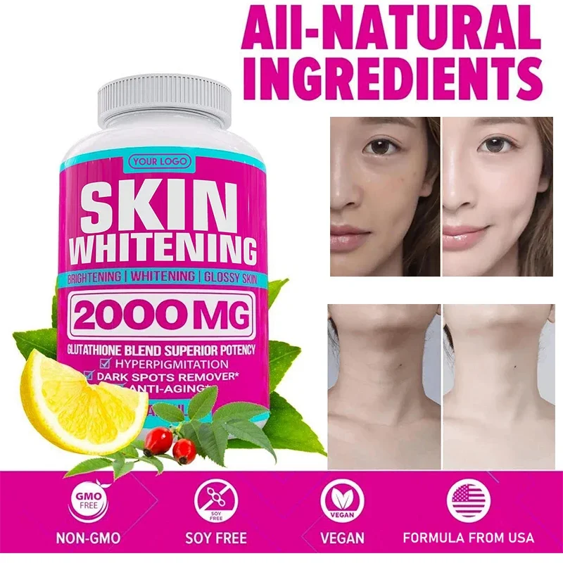 

1 Bottle 60 Pills Whitening Capsules Glutathione Skin Beauty Natural Skin Facial Body Melanin Removal