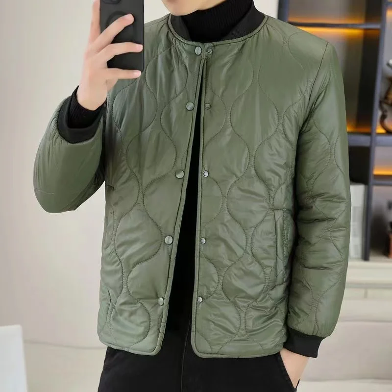 2024 New Winter Korean Style Men\'s Cotton Jackets Plus Velvet Thick Warm Quilted Coat for Teenage Students Outerwear Parkas