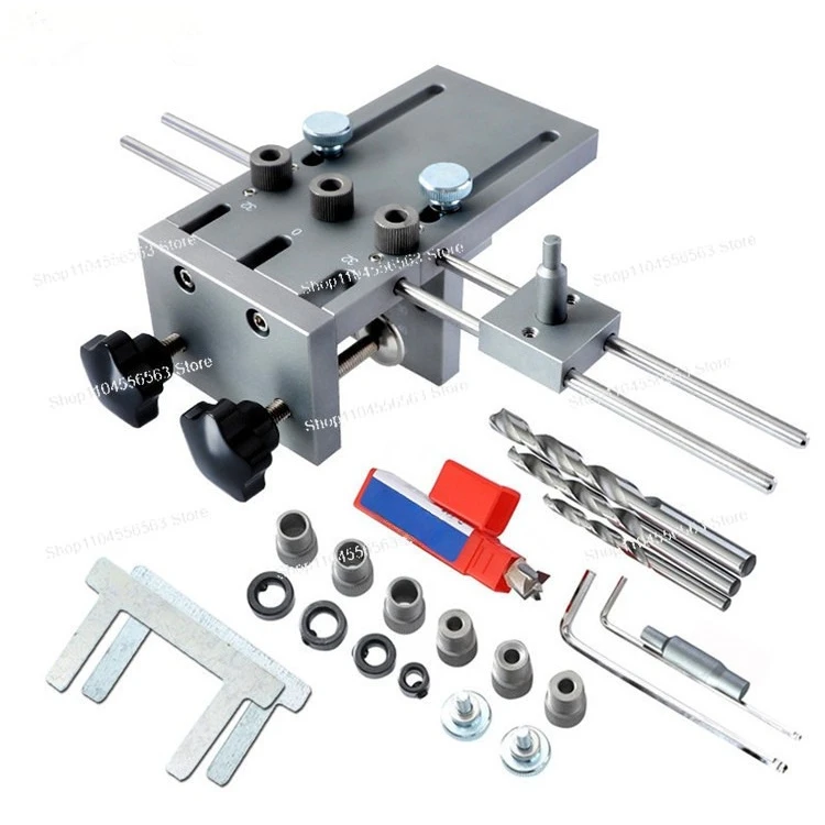 

3-In-1 Hole Positioner Woodworking Hole Puncher Log Tenon Plate Hole Drilling Fixture DIY Woodworking Tools