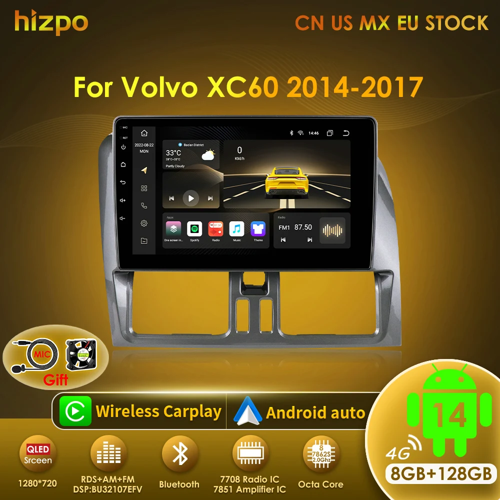 Hizpo Android Car Radio For Volvo XC60 Que 1 2008 - 2013 Stereo Multimedia Player GPS Navigation Bluetooth Carplay No 2din DVD