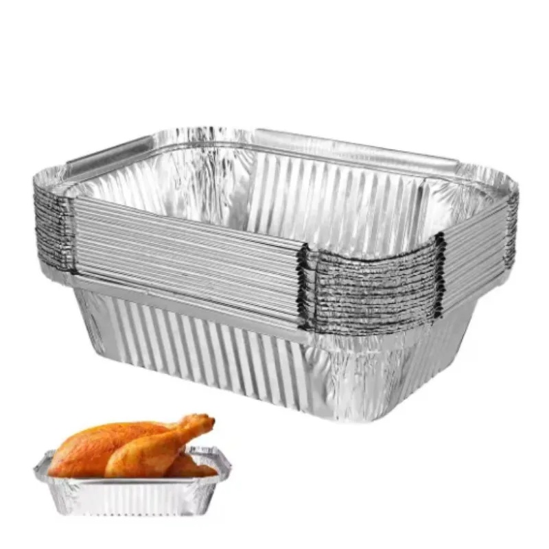 20/50PCS Disposable Rectangle Barbecue Tray Aluminum Foil Pan Baking Cooking Perfect For Cooking Heating Storing Preparing Food