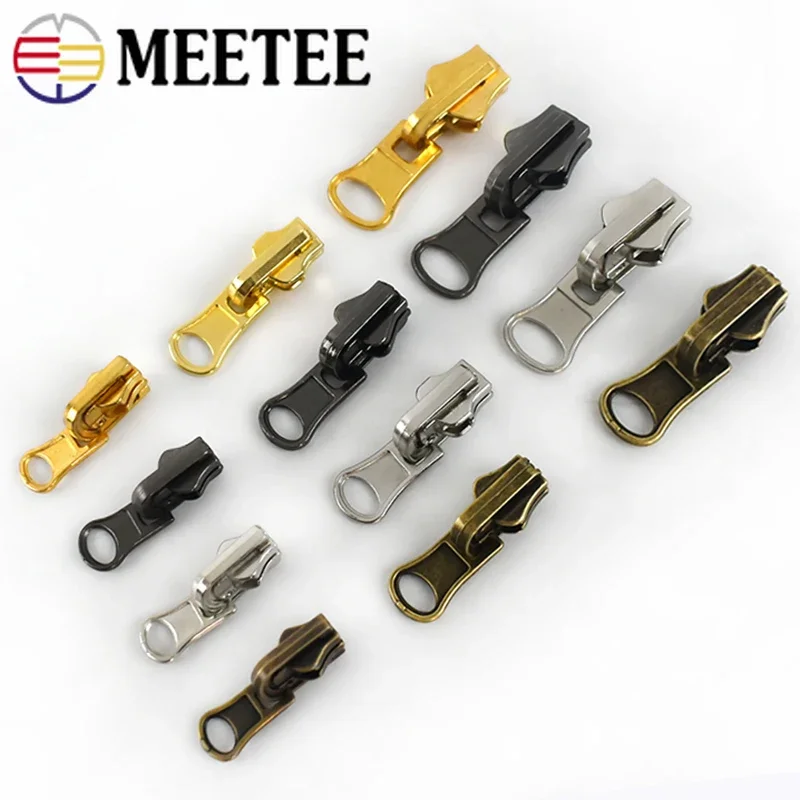 10Pcs 3# 5# 8# Alloy Zipper Slider Head for Metal Zippers Double-sided Rotation Zip Puller Jacket Garment Sliders Zips RepairKit